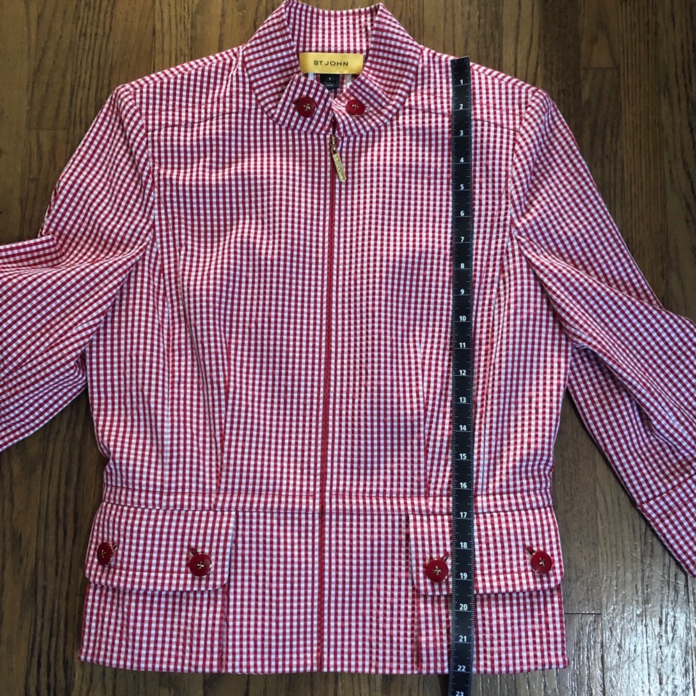 St. John Gingham Suit Jacket Size 6 - Picture 7 of 8